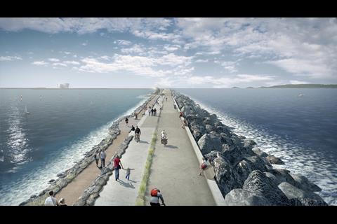 An illustration of the proposed Swansea Bay Tidal Lagoon